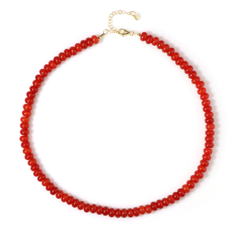 Roter Quarz-Silberhalskette