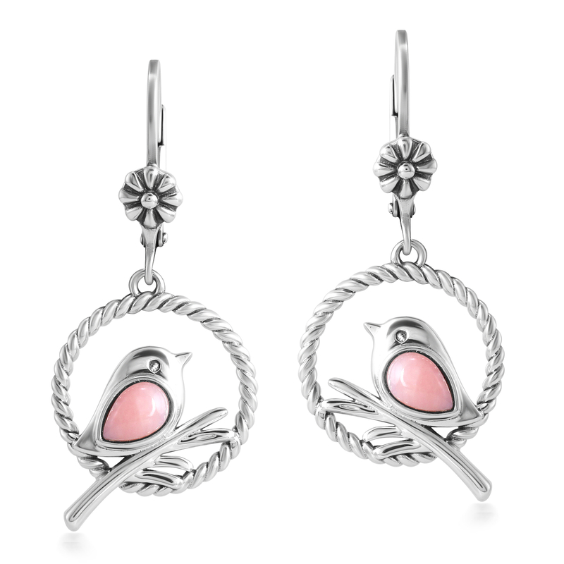 Pinkfarbener Opal-Silberohrringe (Desert Chic)