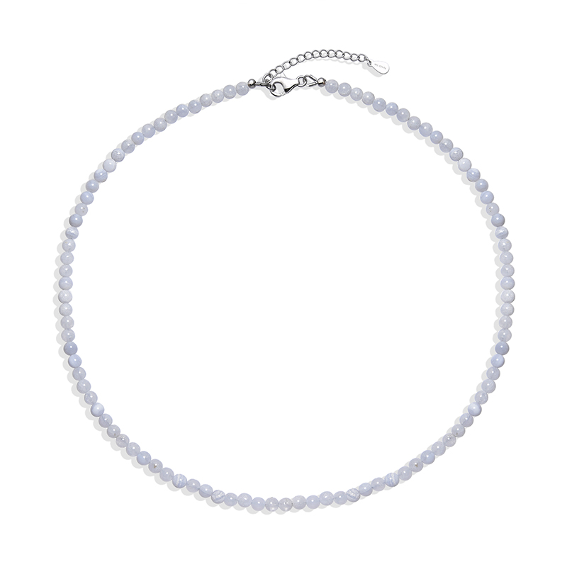 Blauer Chalzedon-Silberhalskette