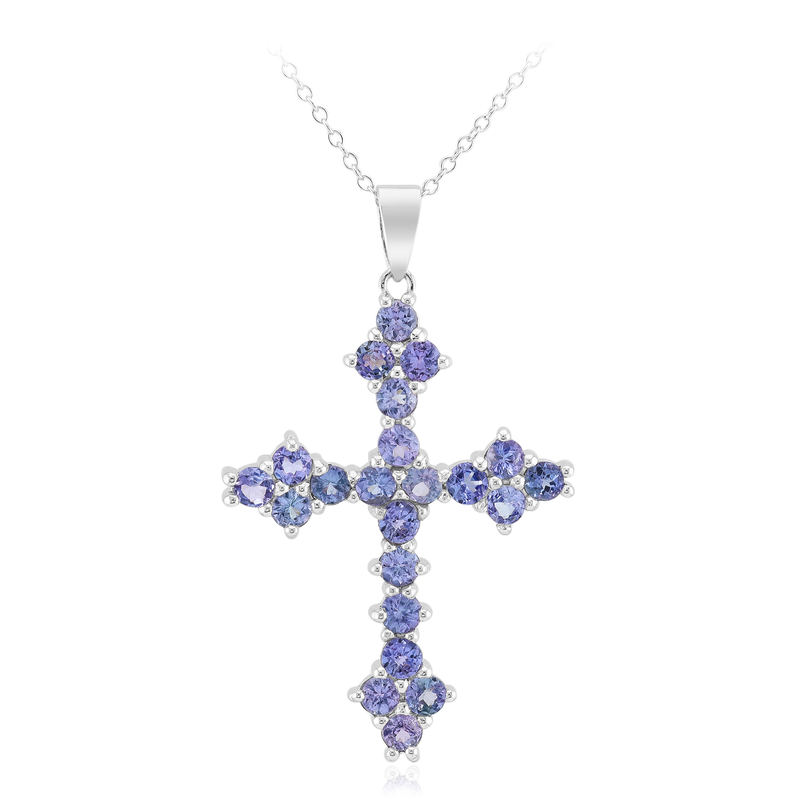 Tansanit-Silberhalskette