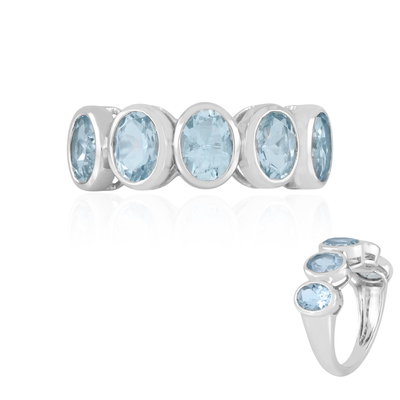 Brasilianischer Aquamarin-Silberring