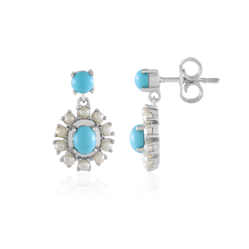 Sleeping Beauty-Türkis-Silberohrringe