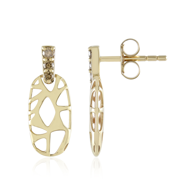 I2 Champagner-Brillant-Goldohrringe (Ornaments by de Melo) I2 Champagner-Brillant-Goldohrringe (Ornaments by de Melo)