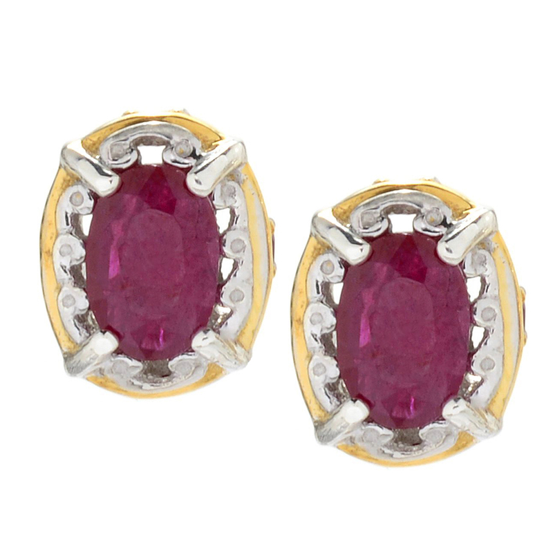 Burmesischer Rubin-Silberohrringe (Gems en Vogue)