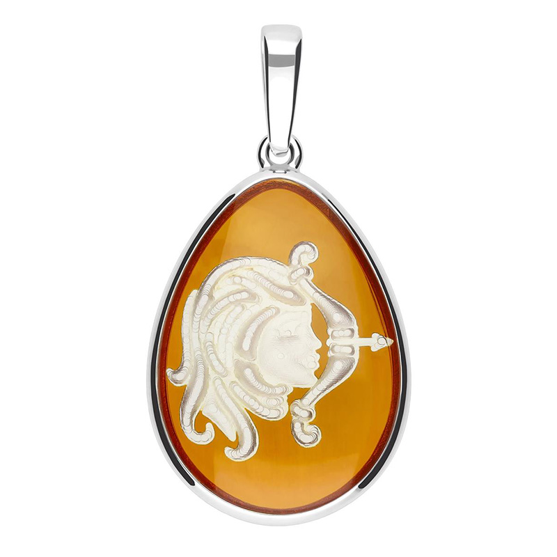 Baltischer Bernstein-Silberanhänger Schütze (dagen)