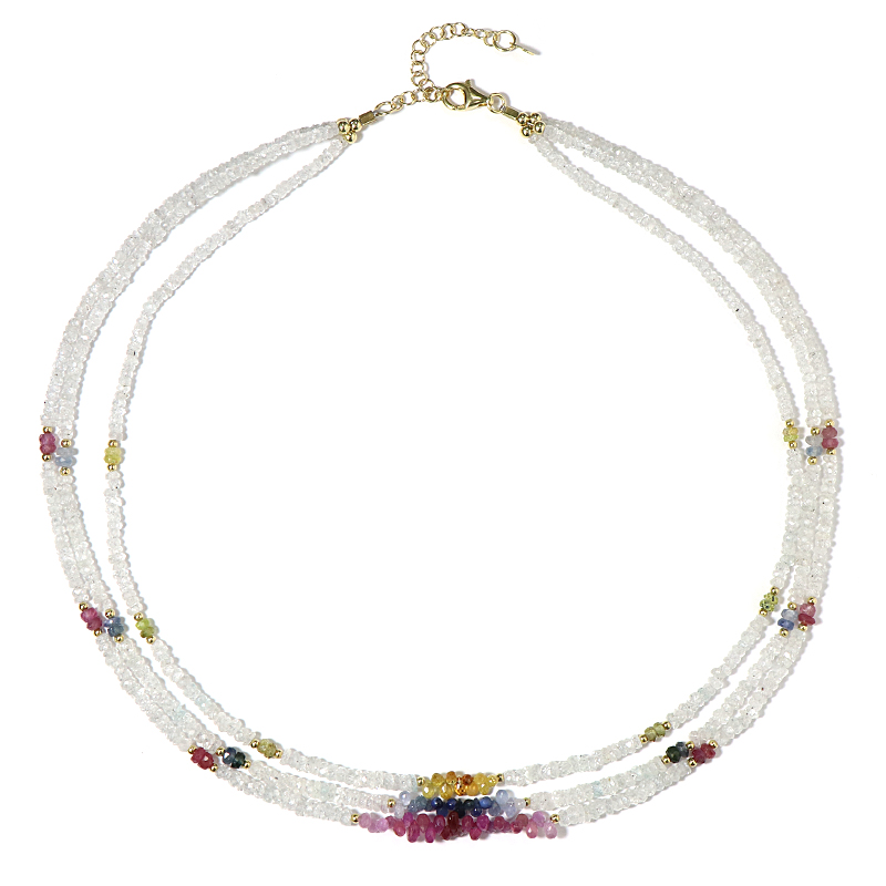 Weißer Saphir-Silberhalskette