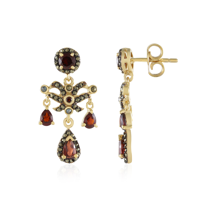 Mosambik-Granat-Silberohrringe