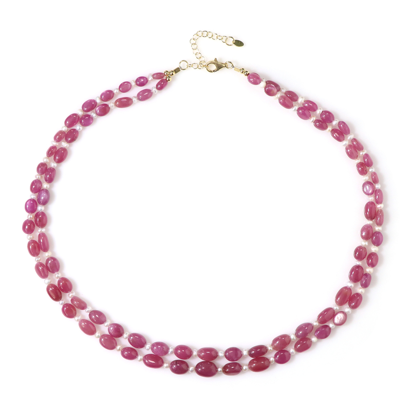 Pinkfarbener Madagaskar-Saphir-Silberhalskette (Riya)