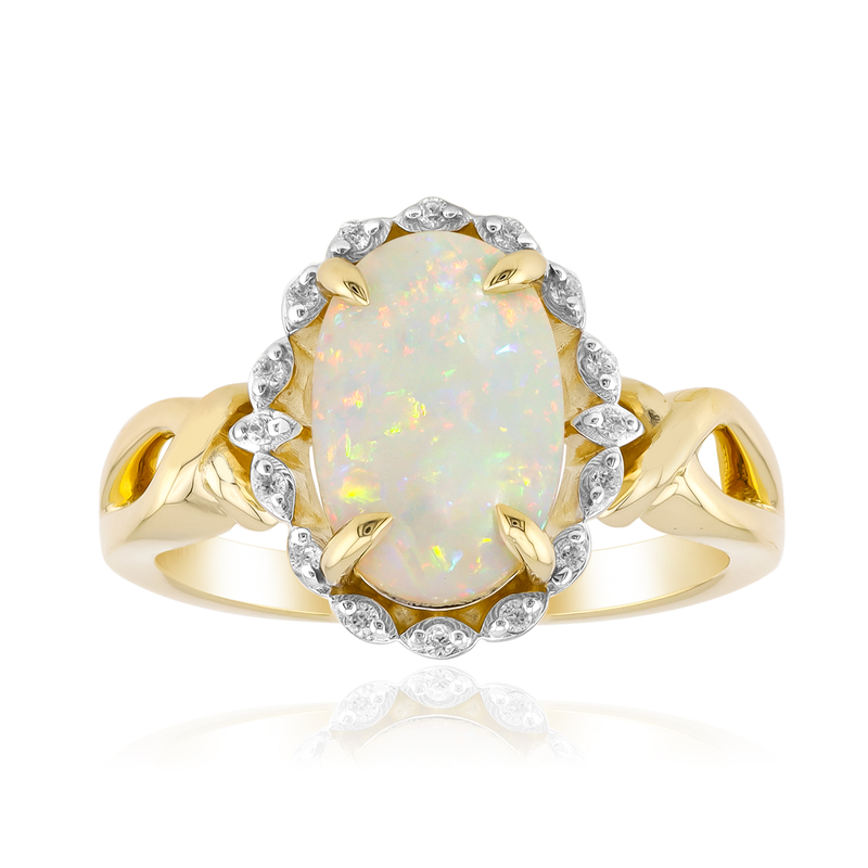 Brasilianischer Weißer Opal-Goldring Brasilianischer Weißer Opal-Goldring