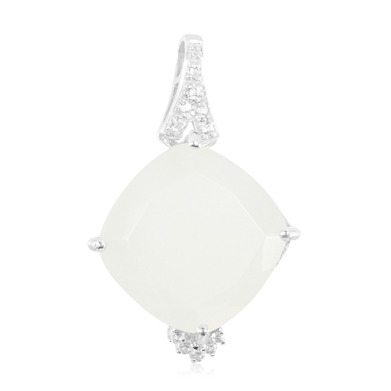 Weißer Mondstein-Silberanhänger