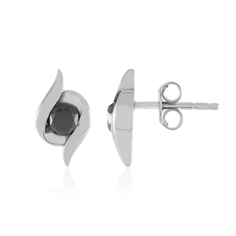 Schwarzer Brillant-Goldohrringe