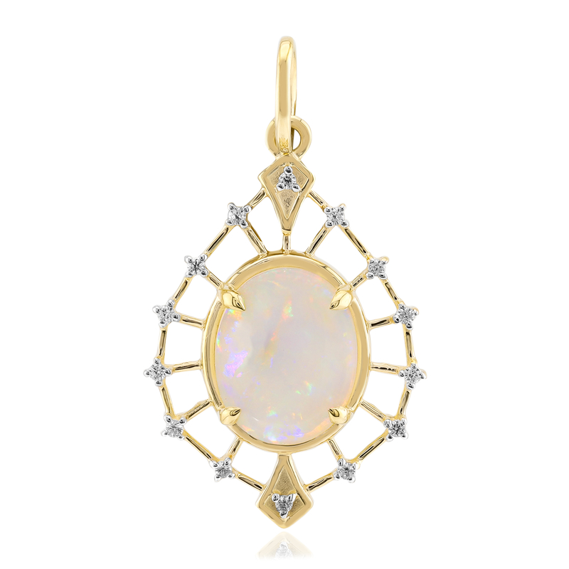 Brasilianischer Weißer Opal-Goldanhänger Brasilianischer Weißer Opal-Goldanhänger