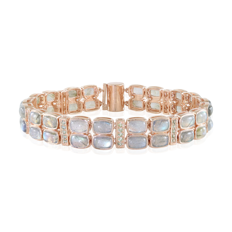 Grüner Maniry-Labradorit-Silberarmband (KM by Juwelo)