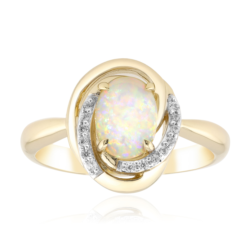 Brasilianischer Weißer Opal-Goldring Brasilianischer Weißer Opal-Goldring