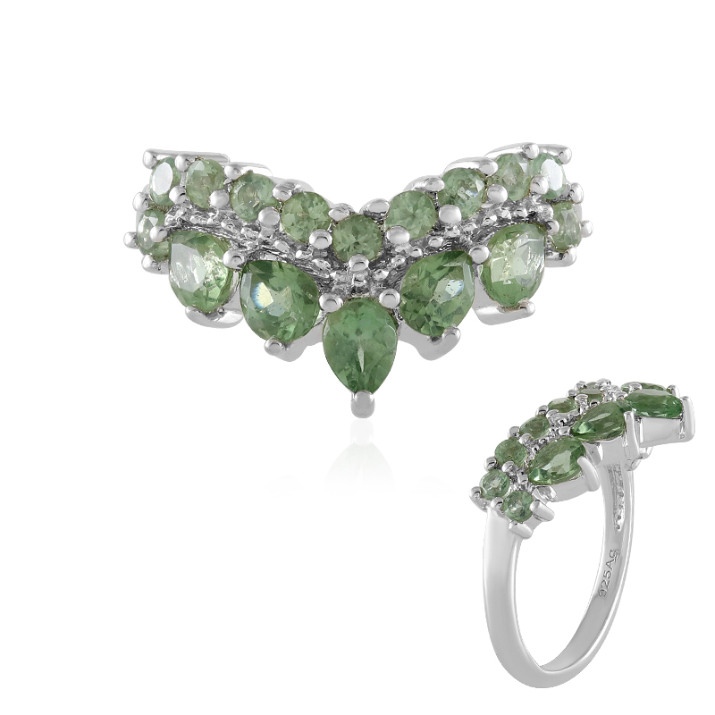 Grüner Apatit-Silberring