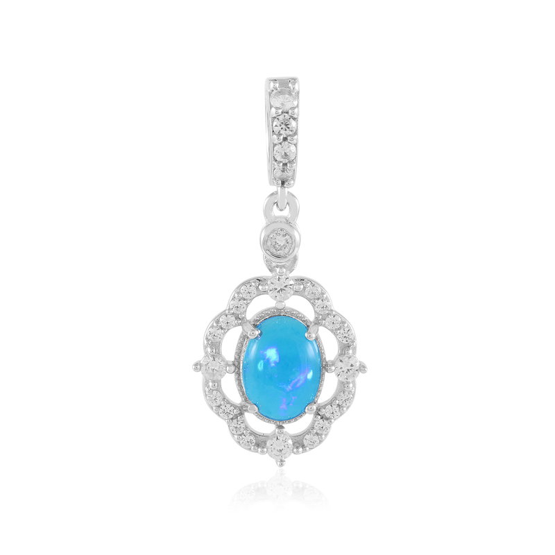 Äthiopischer Blauer Opal-Silberanhänger