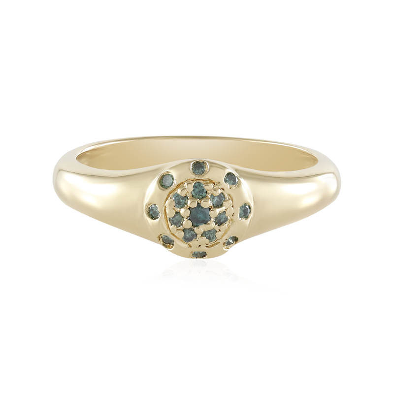 Blauer I2 Brillant-Silberring