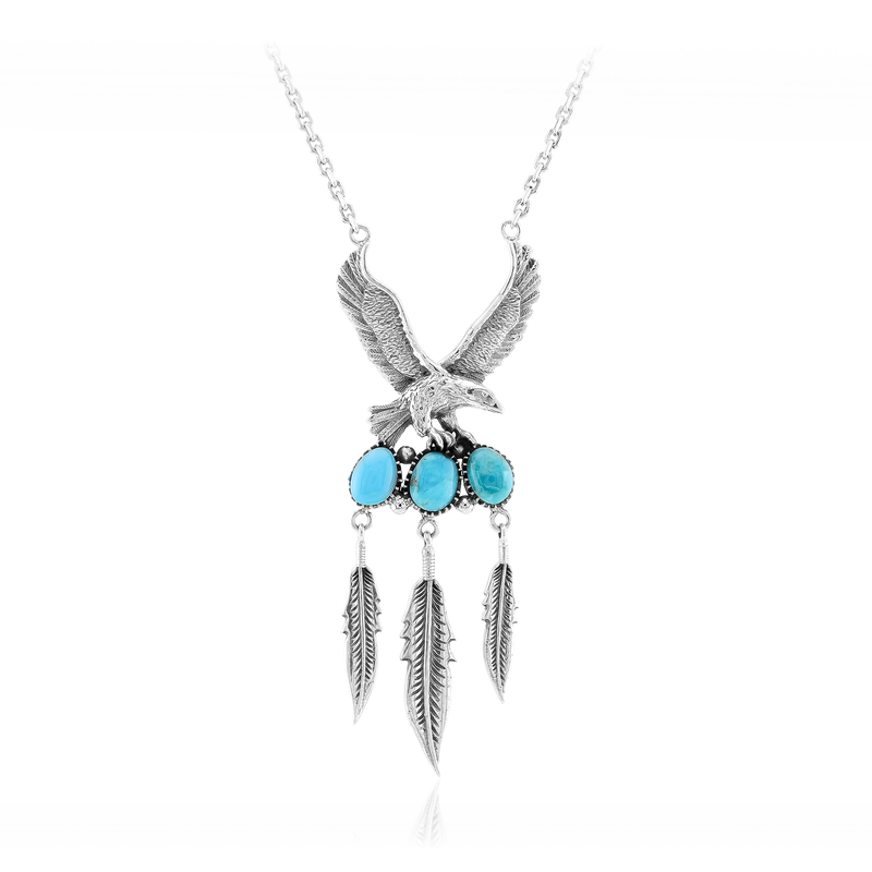 Blauer Kingman Mohave-Türkis-Silbercollier (Jones Lee)