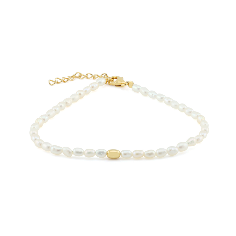 Weiße Süßwasserzuchtperlen-Silberarmband