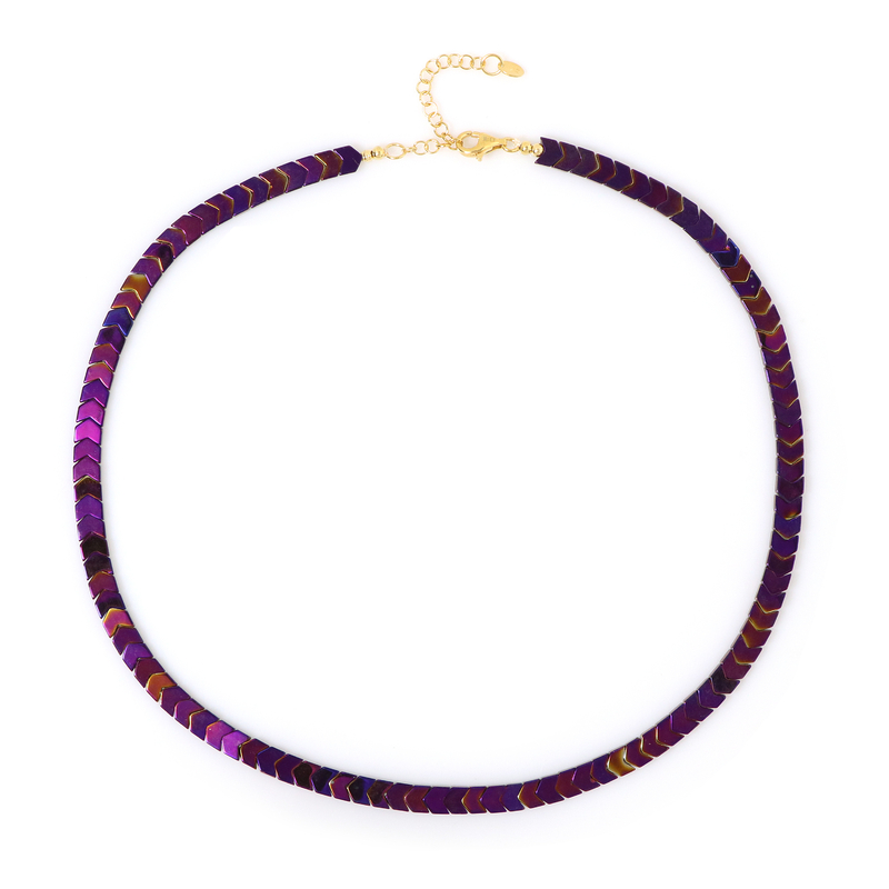 Purpurfarbener Hämatit-Silberhalskette