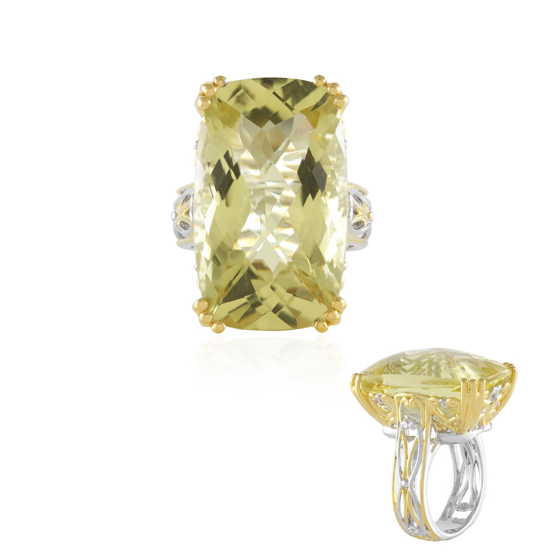 Ouro Verde-Quarz-Silberring (Gems en Vogue)