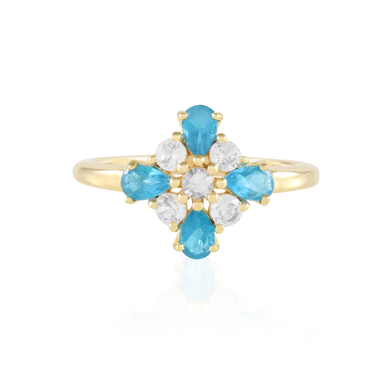 Neonblauer Apatit-Silberring - Farbe: Blau