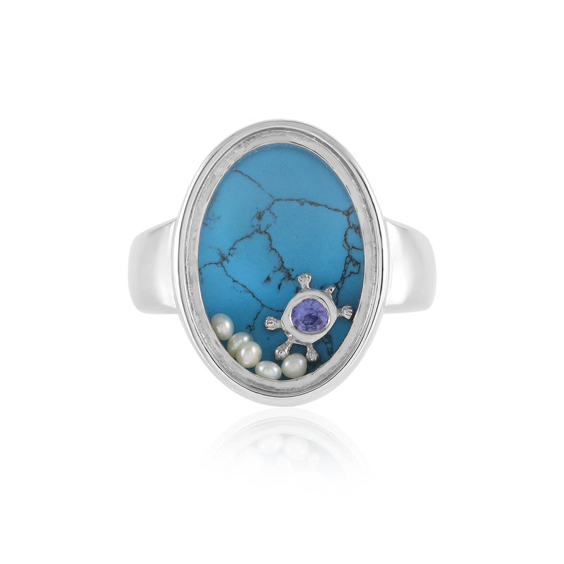 Blauer Howlith-Silberring
