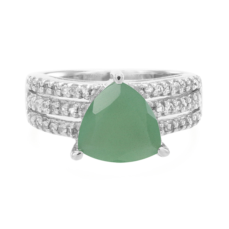 Grüner Chalzedon-Silberring