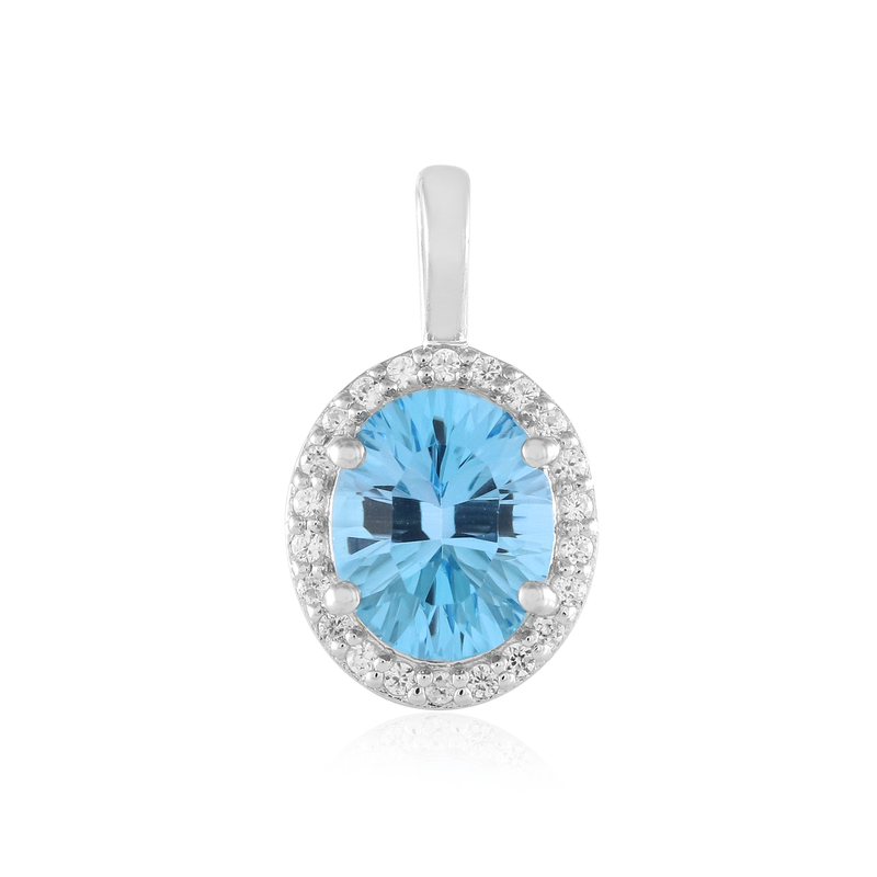 Schweizblauer Topas-Silberanhänger