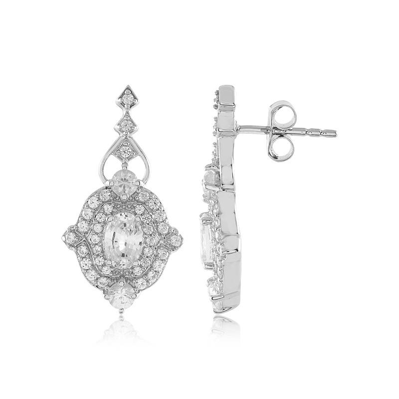 Weißer Saphir-Silberohrringe Weißer Saphir-Silberohrringe