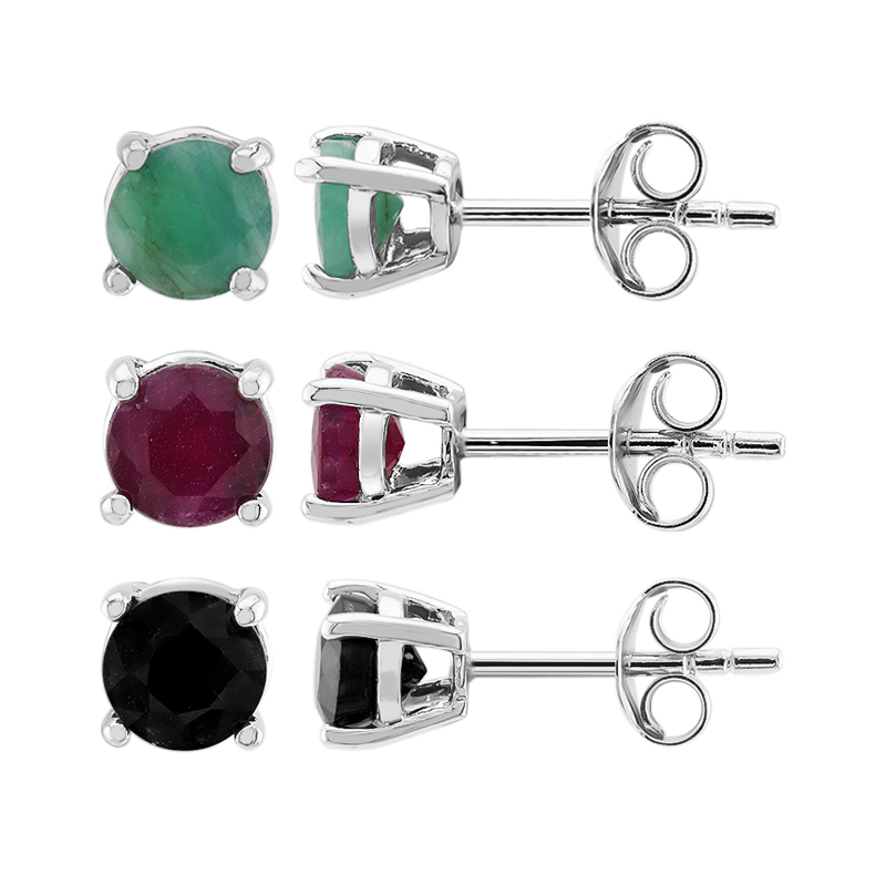 Edelstein-Silberohrringe