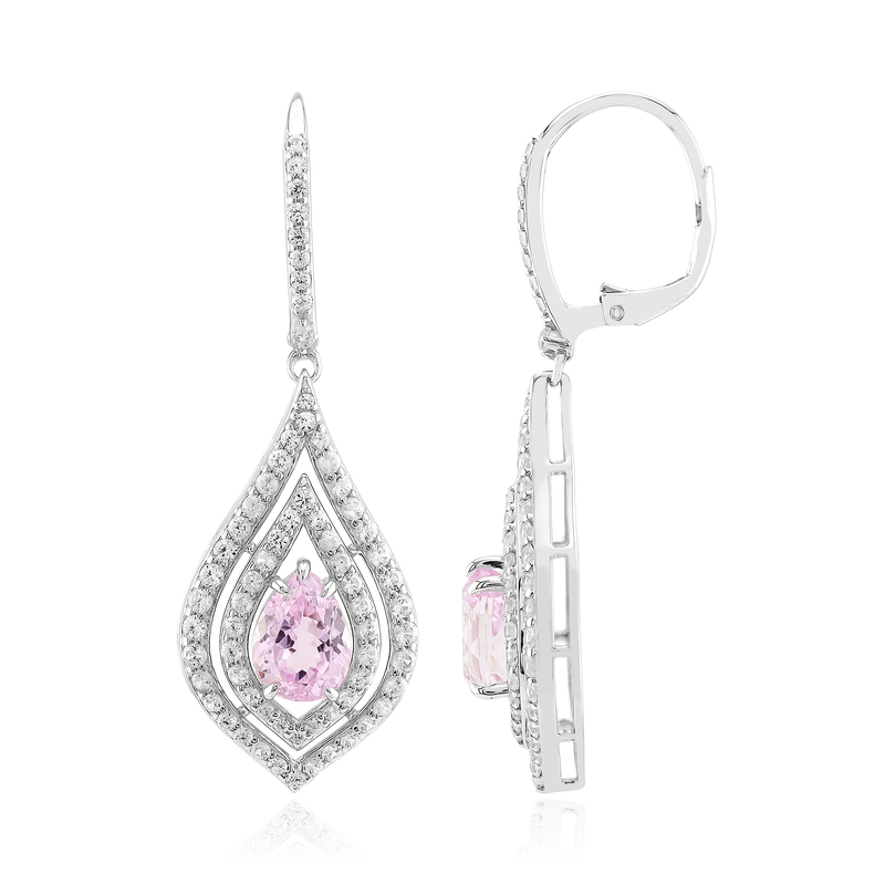 Kunzit-Silberohrringe - Farbe: Pink