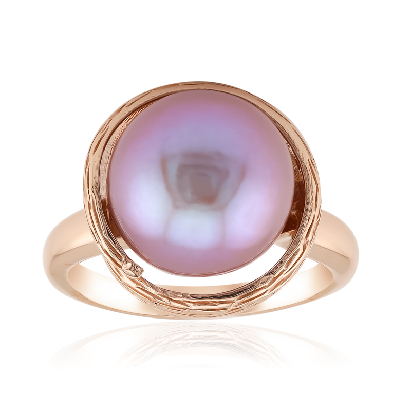 Purpurfarbene Ming-Perlen-Silberring (TPC)