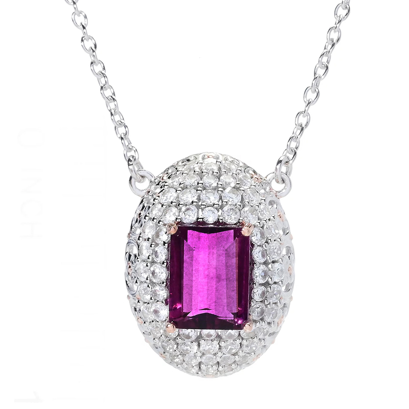 Pinkfarbener Fluorit-Silbercollier (Gems en Vogue)