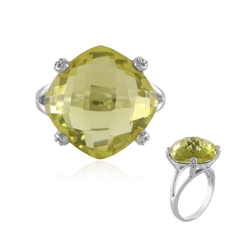 Ouro Verde-Quarz-Silberring Ouro Verde-Quarz-Silberring