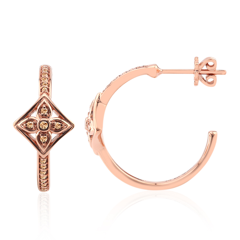 SI1 Argyle-Rose de France-Brillant-Goldohrringe (Annette) SI1 Argyle-Rose de France-Brillant-Goldohrringe (Annette)