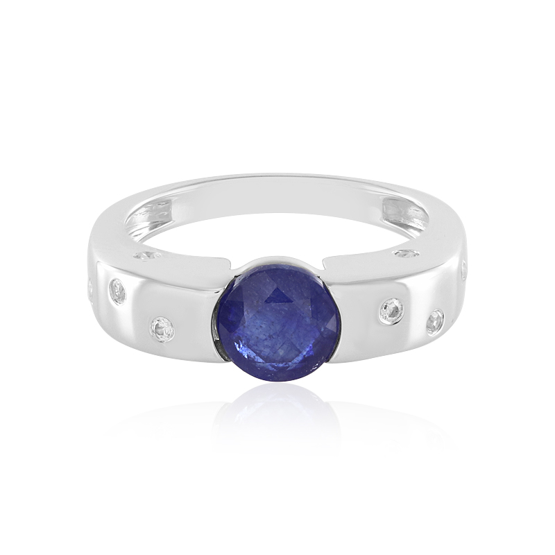 Blauer Madagaskar-Saphir-Silberring (de Melo)