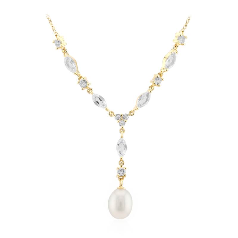 Weiße Süßwasserzuchtperlen-Silbercollier