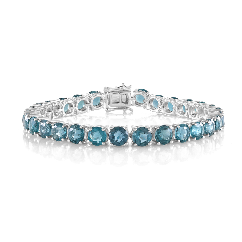 Petrolfarbener Fluorit-Silberarmband
