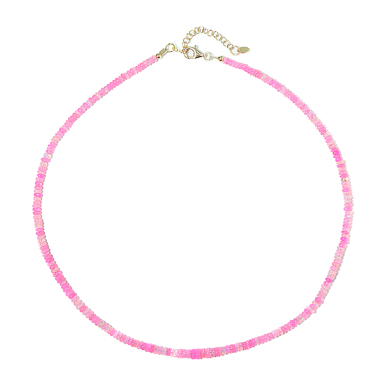 Äthiopischer Pinkfarbener Opal-Silberhalskette