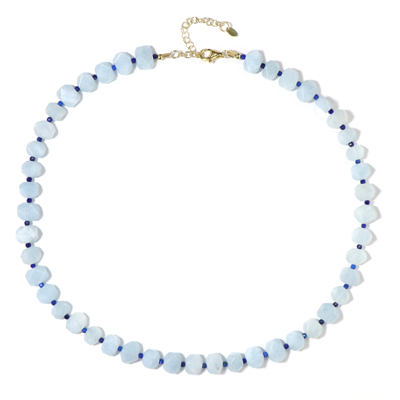 Brasilianischer Aquamarin-Silberhalskette