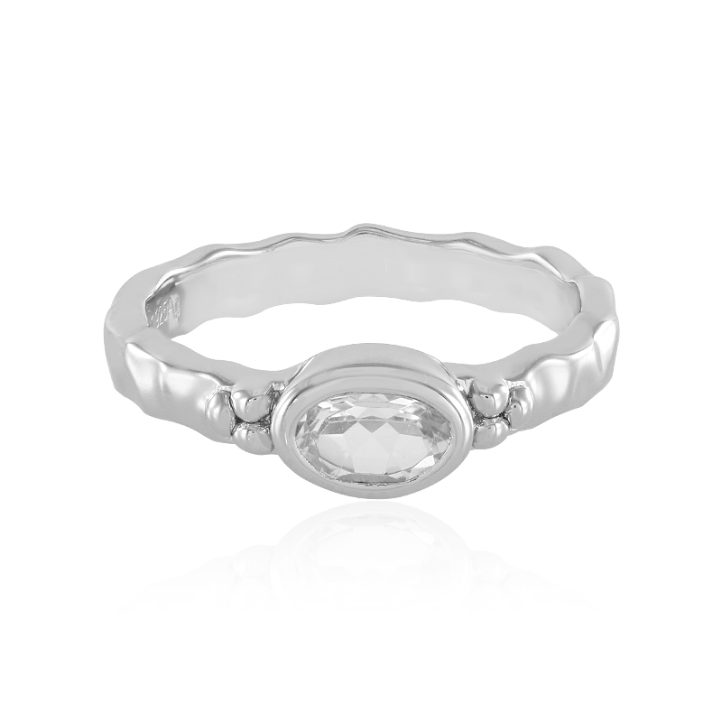 Weißer Topas-Silberring