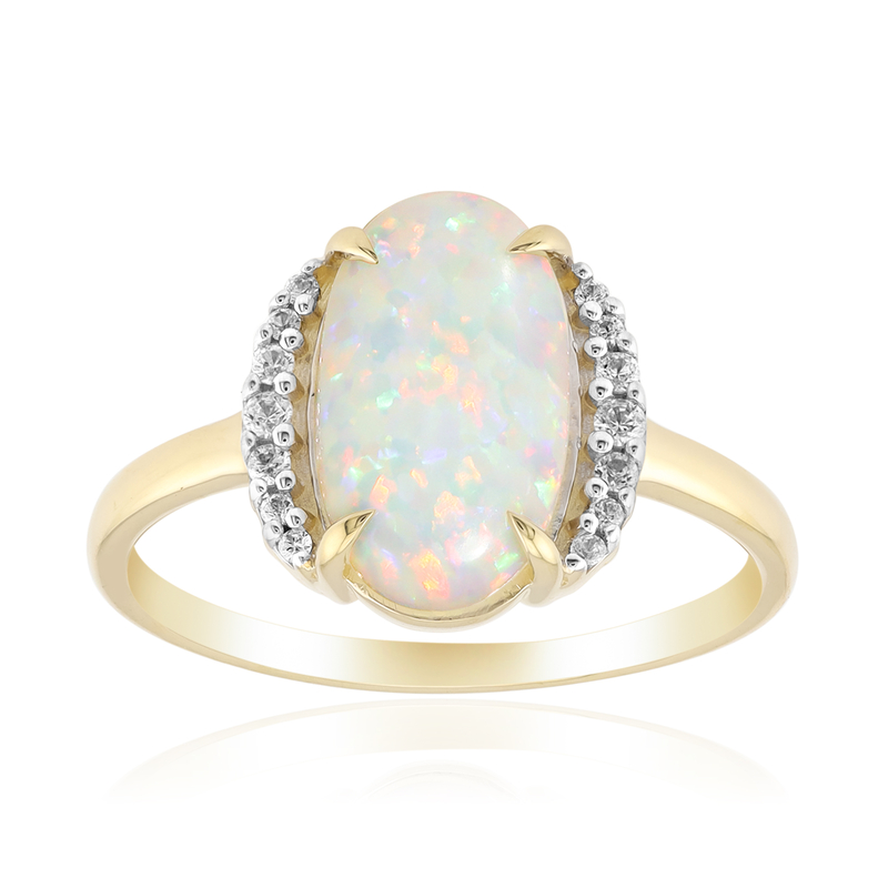 Brasilianischer Weißer Opal-Goldring Brasilianischer Weißer Opal-Goldring