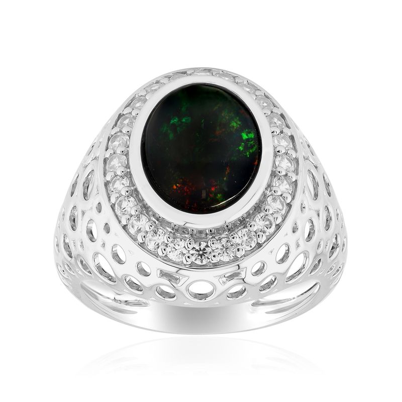 Mezezo-Opal-Silberring (MONOSONO COLLECTION)