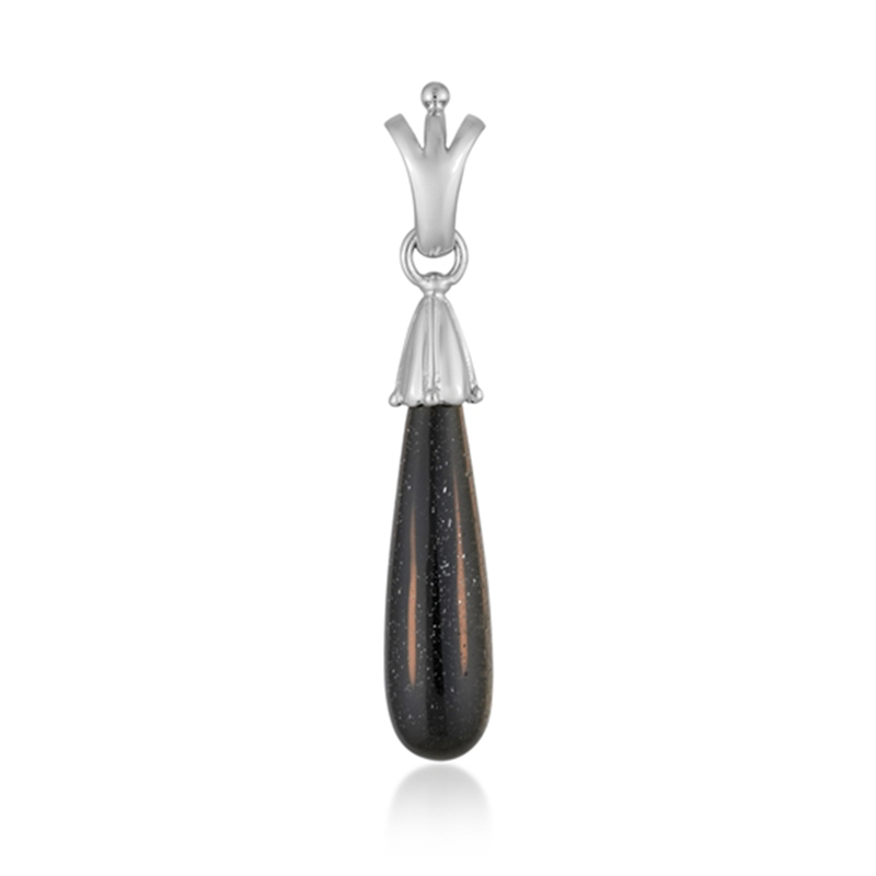 Gold-Obsidian-Silberanhänger (Bali Barong)