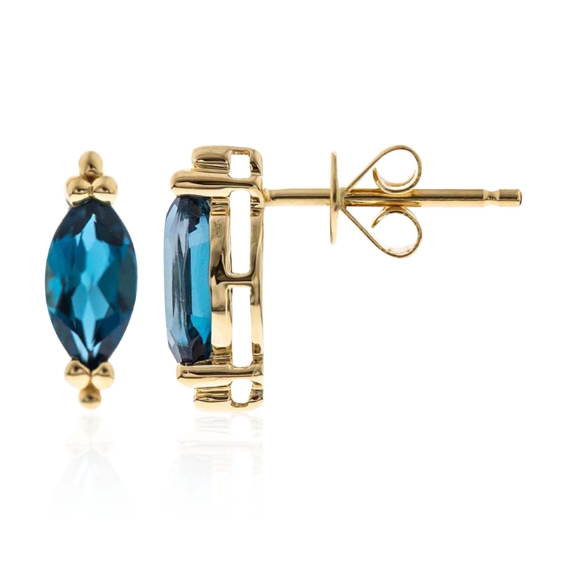 Londonblauer Topas-Goldohrringe