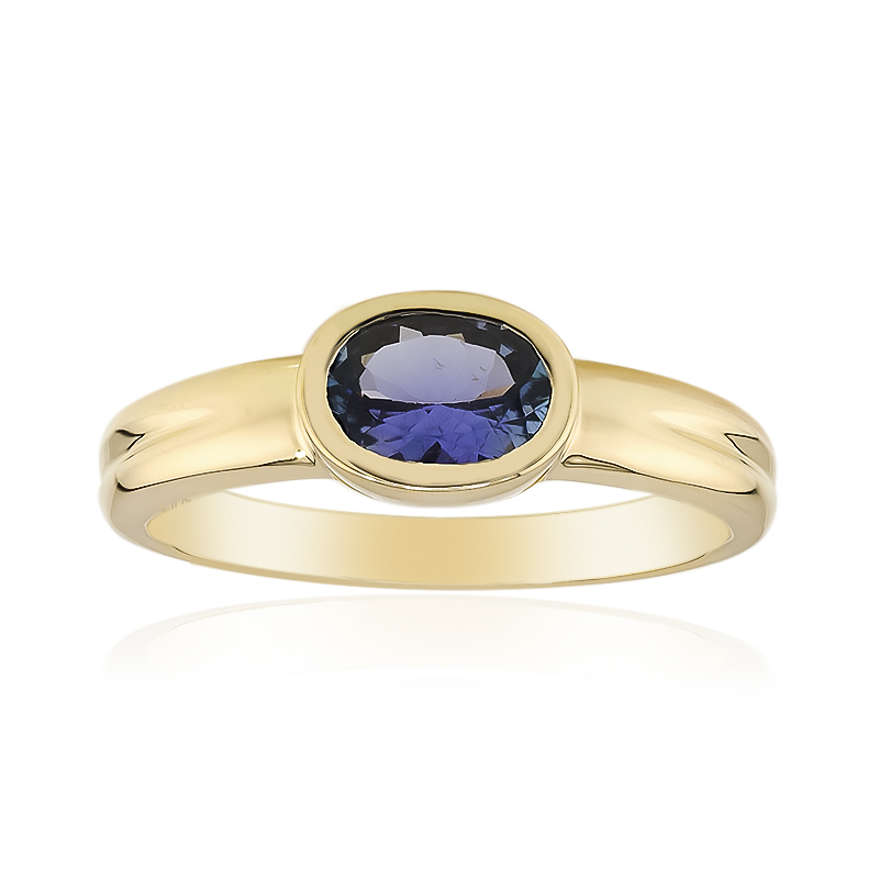 Nicht erhitzter Tansanit-Goldring