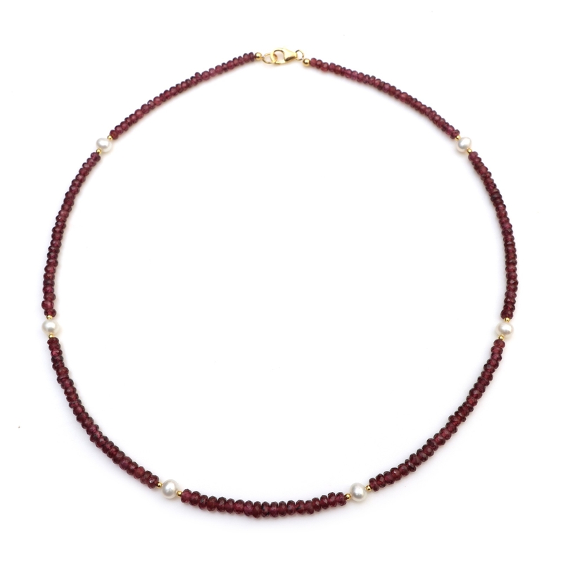 Indischer Granat-Silberhalskette