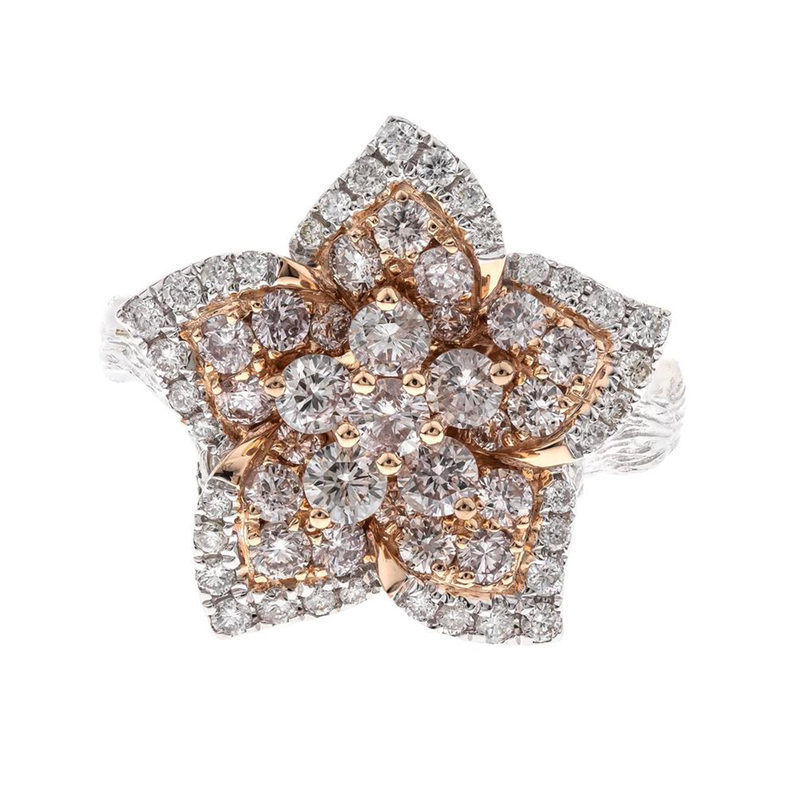 Pinkfarbener I1 Brillant-Goldring (CIRARI)