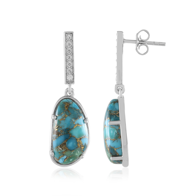 Blauer Kupfer-Türkis-Silberohrringe (Faszination Türkis)